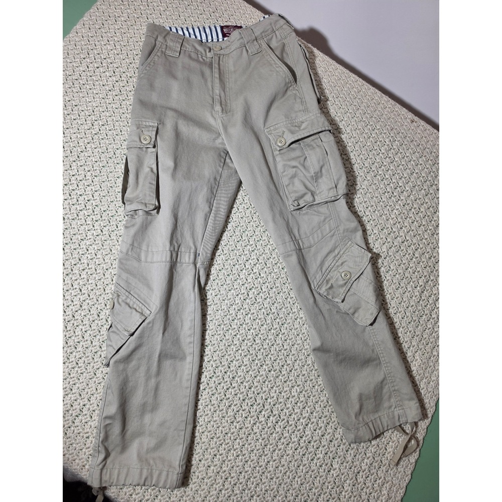 Matchstick Cargo Pants M 30x31 Khaki Excellent Multi-Pocket Cotton Twill Utility